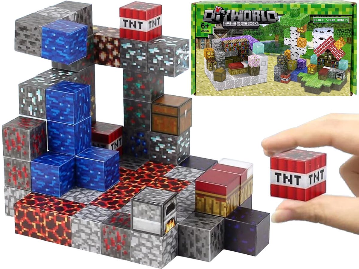 Magnetyczne KLOCKI KONSTRUKCYJNE SZEŚCIANY Pixele Kostki 66 Elementów 3D