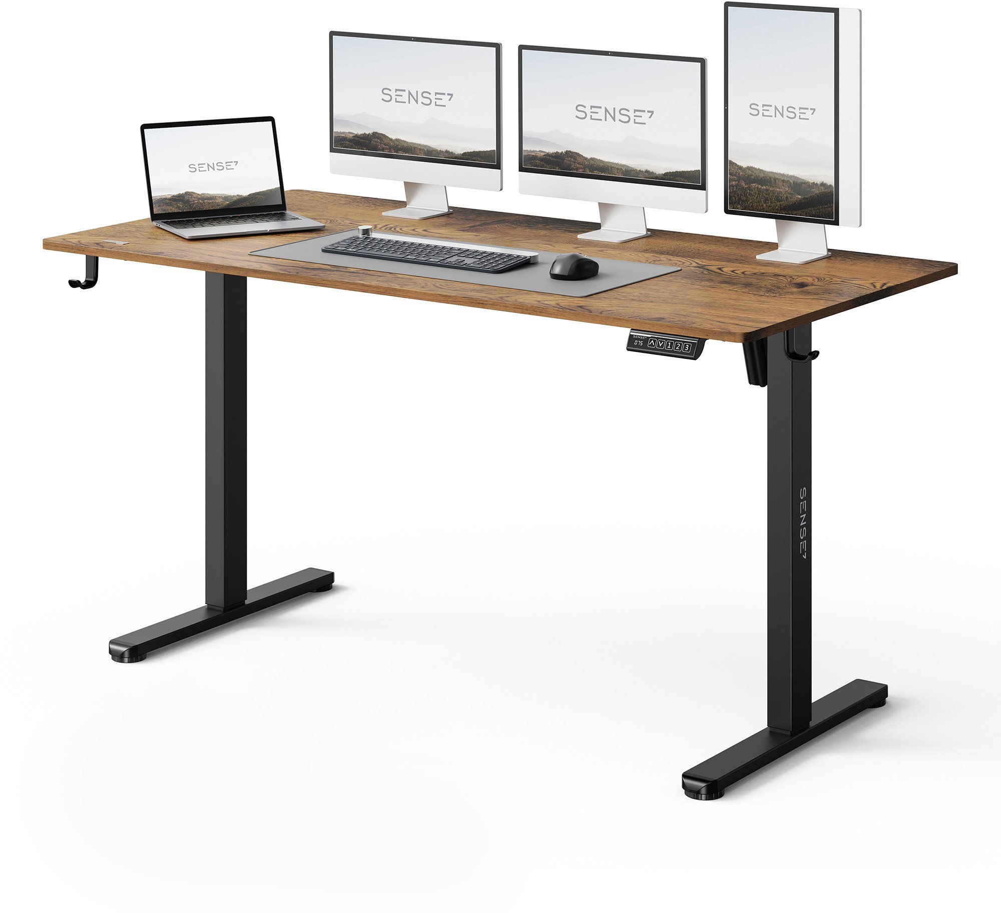 Biurko SENSE7 NOJO LIGHT Ciemnobrązowe 140 cmx70 cm