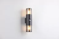 Lampy ogrodowe - Hoosic kinkiet zewnętrzny z czujnikiem ruchu 2xE27 czarny/przydymiony 222260232 - miniaturka - grafika 1