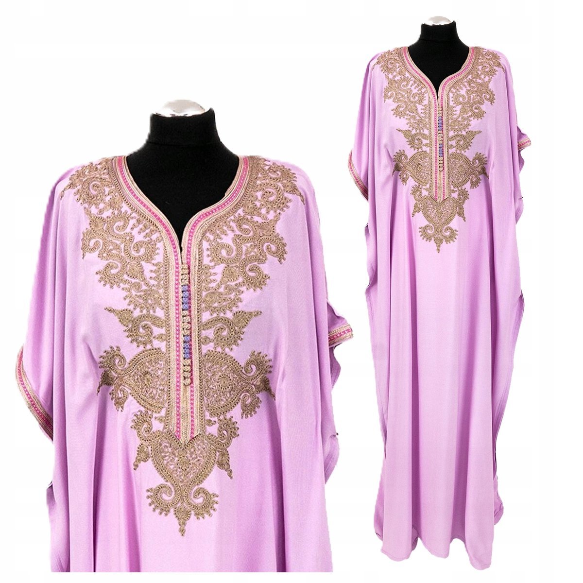 Sukienka Letnia Długa Bawełniana Arabska Etniczna Galabija Orientalny Haft