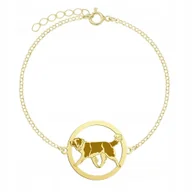 Bransoletki - Bransoletka Złota 925 z psem Moskiewski Pies Stróżujący Łańcuszek GRAWER - miniaturka - grafika 1