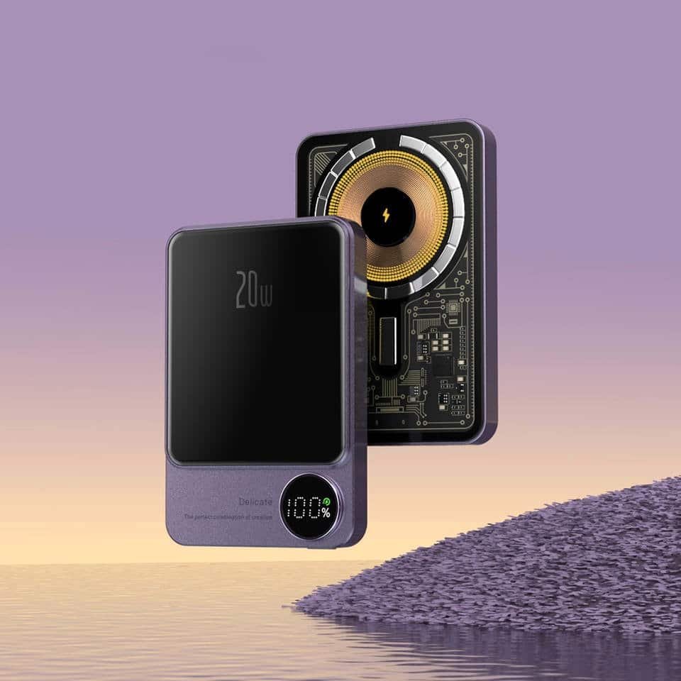 PowerBank Q9 10000 mAh 20W MagSafe przezroczysty purpurowy