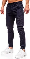 Spodnie męskie - Granatowe spodnie joggery bojówki męskie Denley MP0202BS - miniaturka - grafika 1
