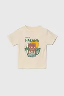 Kaftaniki dla niemowląt - zippy t-shirt bawełniany niemowlęcy kolor beżowy z nadrukiem - Zippy - miniaturka - grafika 1