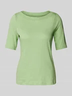 Koszulki i topy damskie - T-shirt o kroju slim fit z dekoltem w łódkę - miniaturka - grafika 1