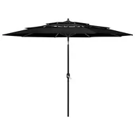 Parasole ogrodowe - vidaXL 3-poziomowy parasol na aluminiowym słupku, czarny, 3 m vidaXL - miniaturka - grafika 1