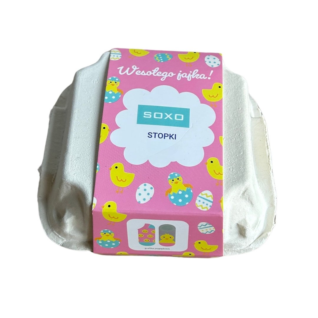 Wielkanocne skarpetki stopki 2-pak w wytłoczce soxo KURCZACZKI 27-30