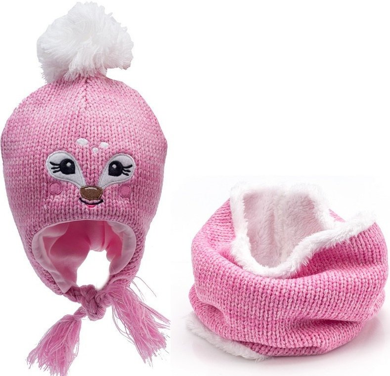 CZAPKA I KOMIN KOMPLET ZIMOWY 42-44 DWUWARSTWOWY ANIMAL