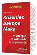 Suplementy naturalne - SANBIOS Sanbios Różeniec Bacopa Maka 30 tabletek - miniaturka - grafika 1