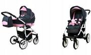 Wózki dziecięce - BabyLux LARGO Alu 2w1 Grey Light Pink - miniaturka - grafika 1