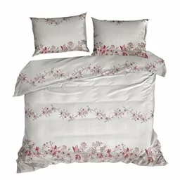 Eurofirany Pościel bawełniana 140x200 Sara 09 beżowa czerwona kwiatki - Pościel - miniaturka - grafika 1