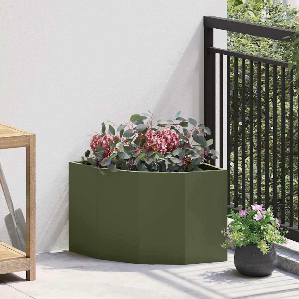 vidaXL Doniczka Różnorożna oliwkowy 45 x 45 x 35 cm Stal