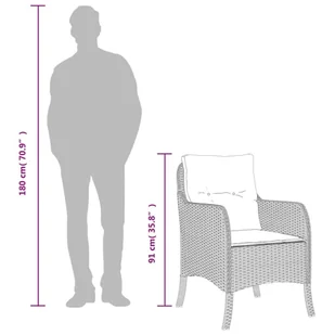 3-częściowy zestaw mebli ogrodowych z poduszkami, czarny, rattan PE - Meble ogrodowe - miniaturka - grafika 9