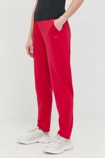Spodnie damskie - 4F spodnie dresowe damskie kolor czerwony gładkie - grafika 1