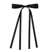 Ozdoby do włosów - Spinka do Włosów Czarna Długa Kokarda Wsuwka Satynowa Wstążka Efektowna - miniaturka - grafika 1