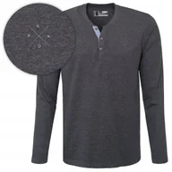 Koszulki męskie - LONGSLEEVE męski koszulka w serek długi rękaw bawełna FRIGO grafitowa XL - miniaturka - grafika 1