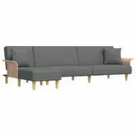 Narożniki - Sofa rozkładana L, ciemnoszara, 279x140x70 cm, tka - miniaturka - grafika 1