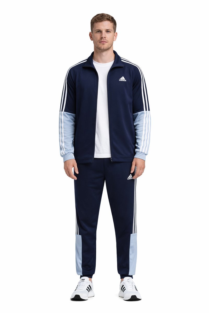 ADIDAS GRANATOWY DRES MĘSKI Z BŁĘKITNYMI WSTAWKAMI SPORTOWY S 1I1D