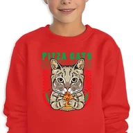 Bluzy dla dziewczynek - Bluza Dziecięca Czerwona Pizza Cats Mix Wiele Wzorów -152 Cm (12-13) - miniaturka - grafika 1
