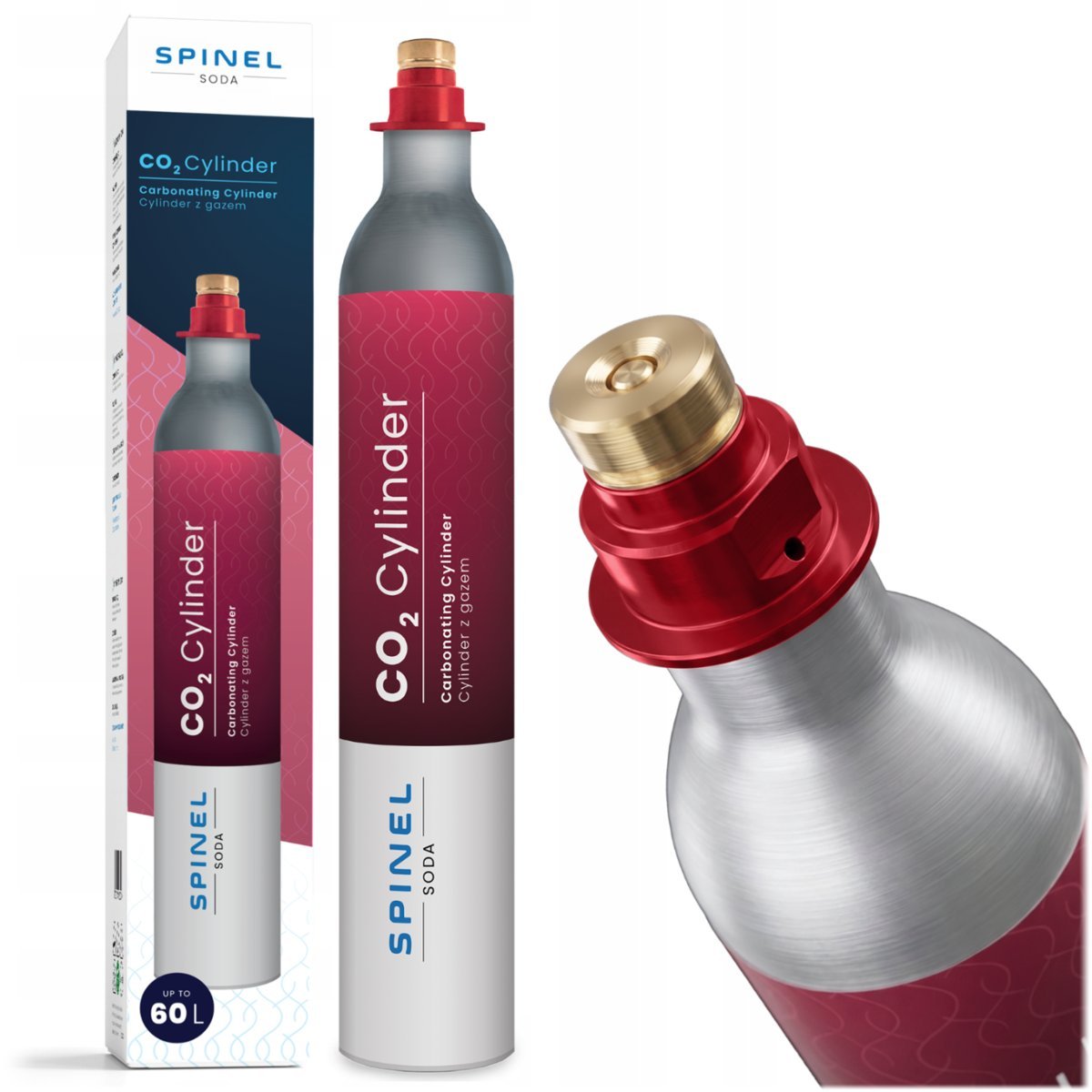 NABÓJ CO2 SPINEL SODA QUICK CHANGE CYLINDER Z GAZEM DO SATURATORA RÓŻOWY