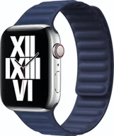 Akcesoria do smartwatchy - THD Niebieski pasek skórzany do Apple Watch 42/44 mm, rozmiar uniwersalny, seria 1,2,3,4,5,6,7 - miniaturka - grafika 1