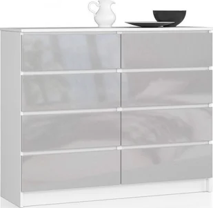 Elior Nowoczesna komoda do salonu biała + metalik połysk - Stigio 4X - Komody - miniaturka - grafika 1