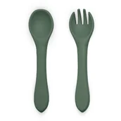 Sztućce dla dzieci - Petite&Mars Take&Match Silicone Cutlery sztućce Misty Green 6 m+ 2 szt. - miniaturka - grafika 1