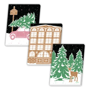 Zestaw kalendarzy adwentowych - 3 duże kalendarze Christmas Land z herbatą liściastą różnego rodzaju oraz kawą arabica w różnych smakach, prezent upom - Pozostałe akcesoria świąteczne - miniaturka - grafika 1