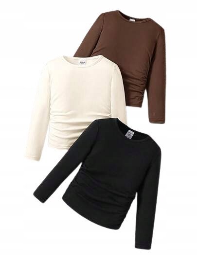 SHEIN BLUZKA DZIECIĘCA Z MARSZCZENIEM DŁUGI RĘKAW 3PACK 110-116 1KA
