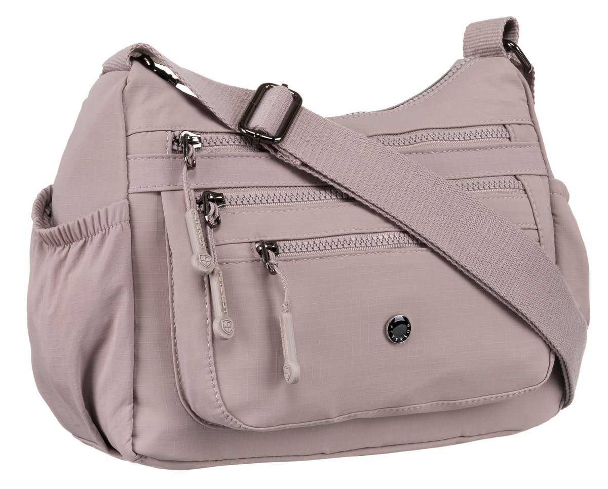 Mała listonoszka damska PETERON fioletowa torebka na ramię kieszonki szeroki pasek z regulacją