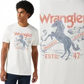 Koszulki męskie - Wrangler AMERICANA TEE Worn BIAŁY T-SHIRT BAWEŁNIANA KOSZULKA NADRUK XXL - miniaturka - grafika 1