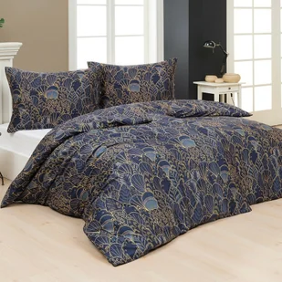 Pościel satynowa Livia Blue, 140 x 220 cm, 70 x 90cm, niebieski, 140 x 220 cm, 70 x 90 cm - Pościel - miniaturka - grafika 1