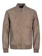 Kurtki męskie - JACK & JONES Męska kurtka JJEROCKY Faux Suede Bomberka, Falcon, XXL, Falcon - miniaturka - grafika 1