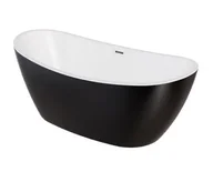 Wanny - Wanna wolnostojąca Besco Ayla 170x80 cm owalna czarny połysk syfon i maskownica grafit WAS-170ABGR - miniaturka - grafika 1