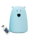Rabbit&Friends Silikonowa Lampka USB Miś Duża Z PIlotem Niebieska - Karuzele dla niemowląt - miniaturka - grafika 1