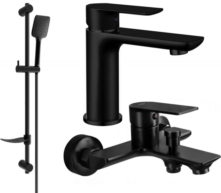 Mexen Alfa DF62 zestaw wannowy, czarny - 745703DF62-70