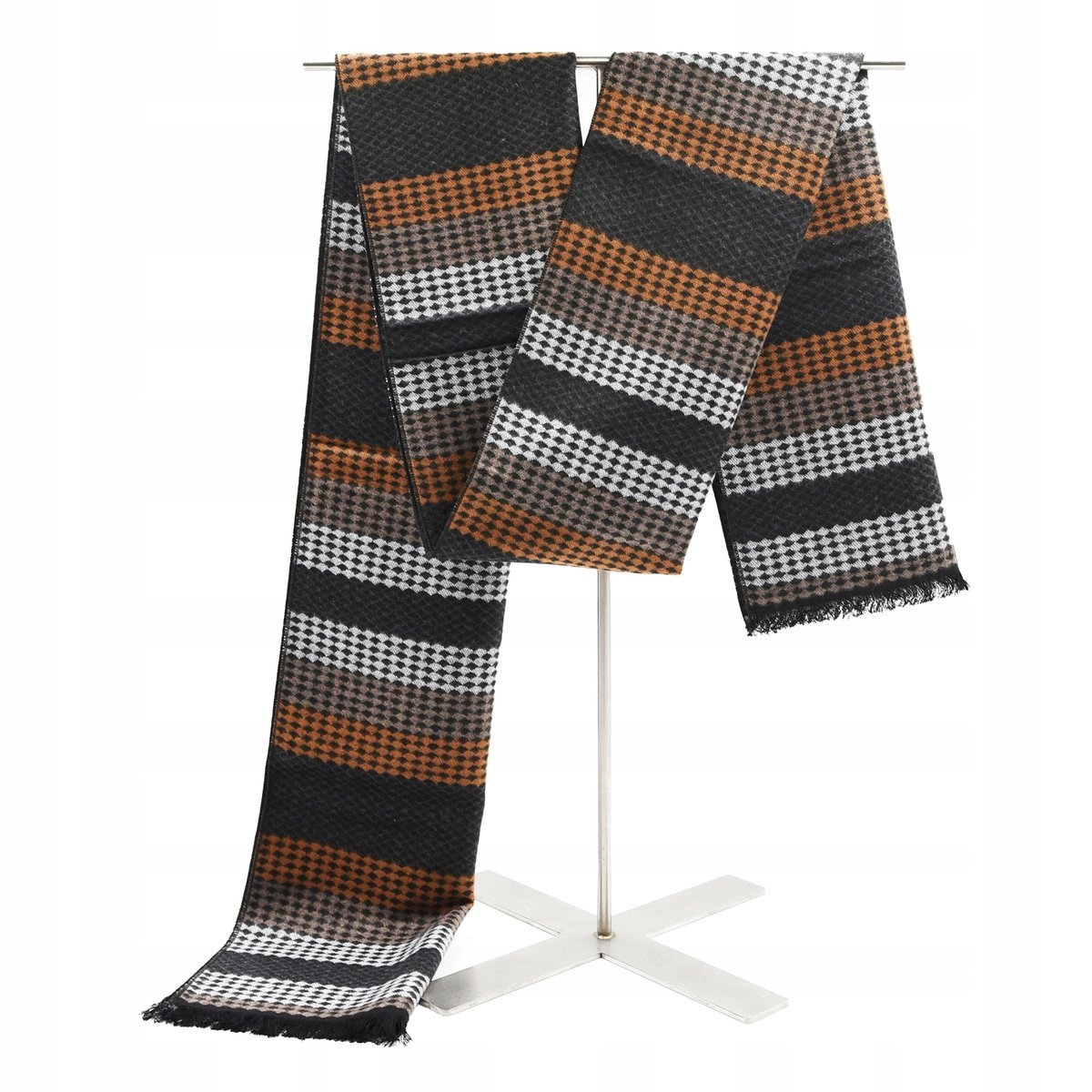 SZAL Szalik MĘSKI Zimowy Ciepły SZARO - BRĄZOWY Pako Jeans