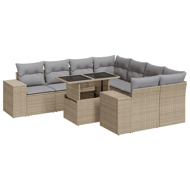 Zestaw mebli ogrodowych modułowych beżowy rattan PE 62 x 62 x 69 cm