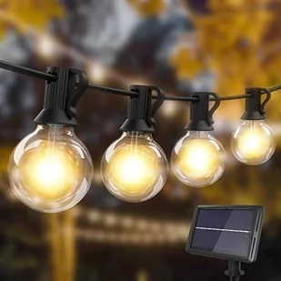 Litogo Żarówka Solarna, 9,3 M, G40, 15 + 1, Łańcuch Świetlny Led, Wodoszczelny, 4 Tryby Pracy, Solarny Łańcuch Świetlny Do Ogrodu, Na Wesele, Balkon.. - Oświetlenie świąteczne - miniaturka - grafika 1