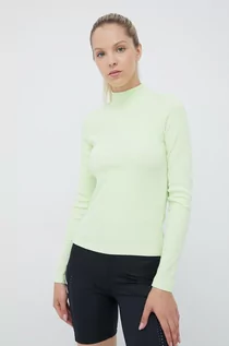 Koszulki i topy damskie - 4F longsleeve damski kolor zielony z półgolfem - grafika 1