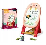 Tablice dla dzieci - Tablica dwustronna kredowa magnetyczna edukacyjna dla dzieci stojąca pink - miniaturka - grafika 1