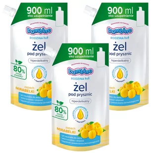 Bambino, Żel Pod Prysznic, Mirabelka, Refill, 3x900ml - Kosmetyki do kąpieli - miniaturka - grafika 1