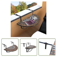 Stoły ogrodowe - The Living Store Wiszący stolik balkonowy z mozaiką - terakota i biały - Stół Balkonowy - miniaturka - grafika 1