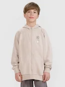 Bluzy dla chłopców - 4F Bluza dresowa rozpinana z kapturem chłopięca - beżowa 122 (6-7 lat) - miniaturka - grafika 1