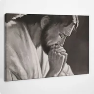 Ikony i obrazy sakralne - Jezus Modlitwa czarno biały - obraz polycanvas, 60x40 - miniaturka - grafika 1