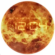 Zegary - Zegar ścienny planeta mars z wyświetlaczem LED 32 cm pomarańczowy - miniaturka - grafika 1