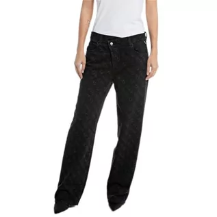 Spodnie damskie - Replay Zelmaa jeansy damskie z szerokimi nogawkami, 098 BLACK, 27W / 28L - grafika 1
