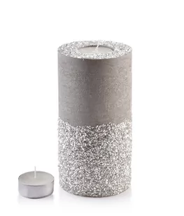 ŚWIECA LAMPION WALEC 120X240 DIAMENT LEN BIAŁY - Świeczniki - miniaturka - grafika 1