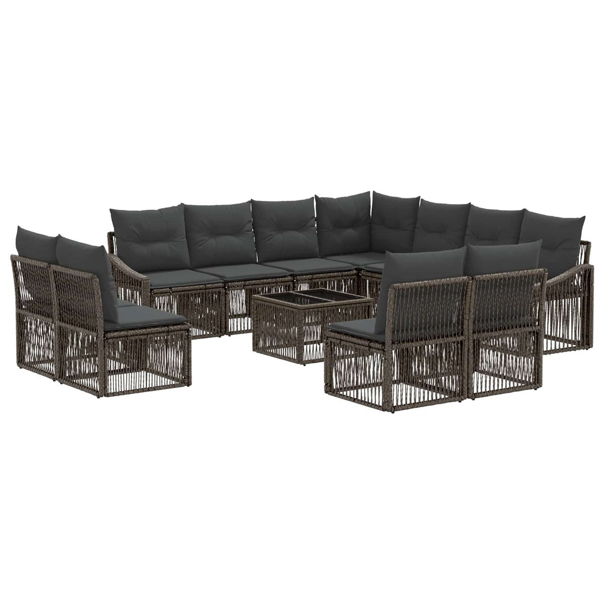 vidaXL Zestaw Sof na Ogród 12 pcs Szary polirattan