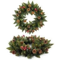 Ozdoby bożonarodzeniowe - WIANEK STROIK świąteczny z jarzębiną i szyszkami PREMIUM 40 cm - miniaturka - grafika 1